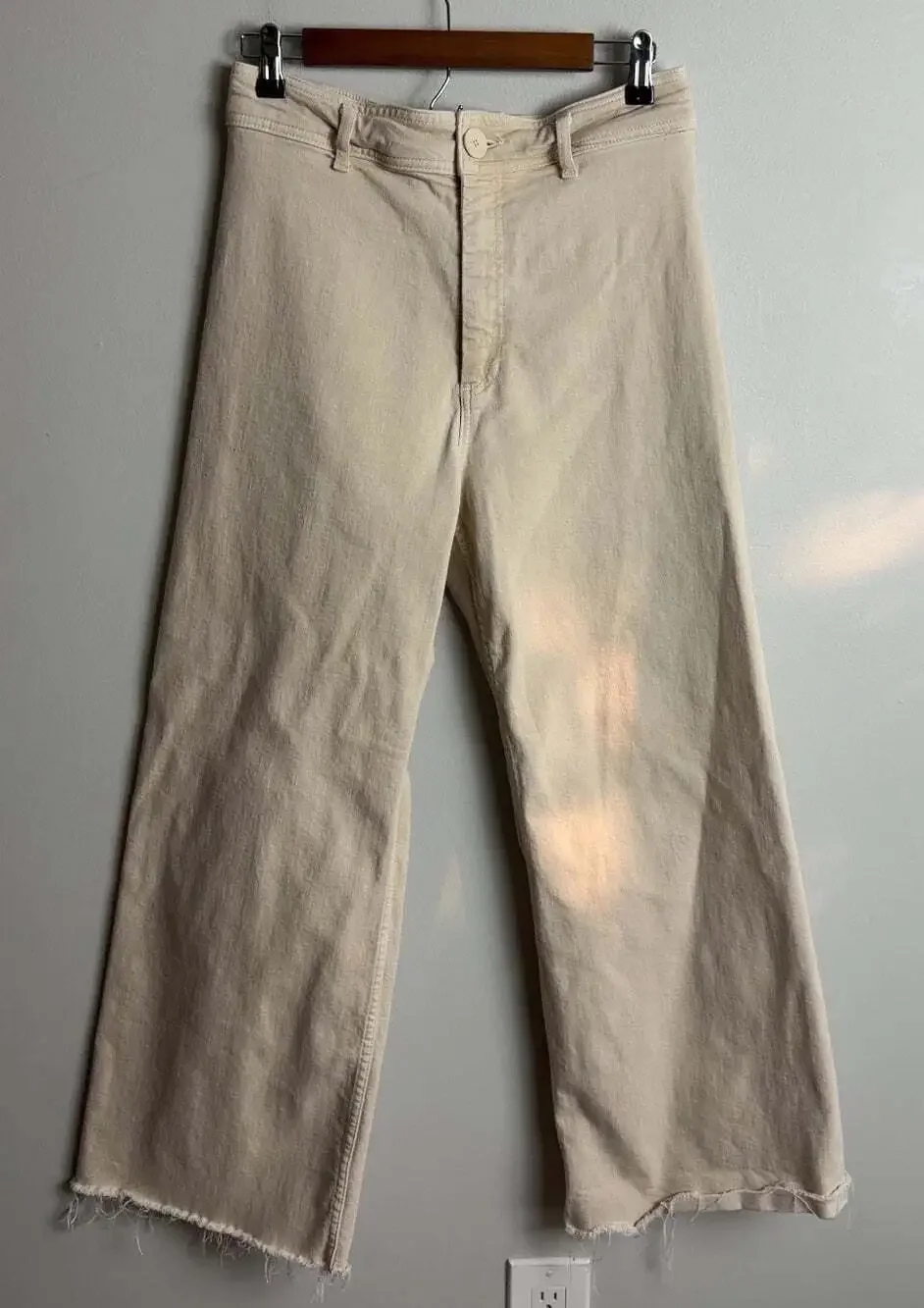 ZARA The Marine Straight Jeans Wide Leg Cream Size 10 EUR 42 Women’s